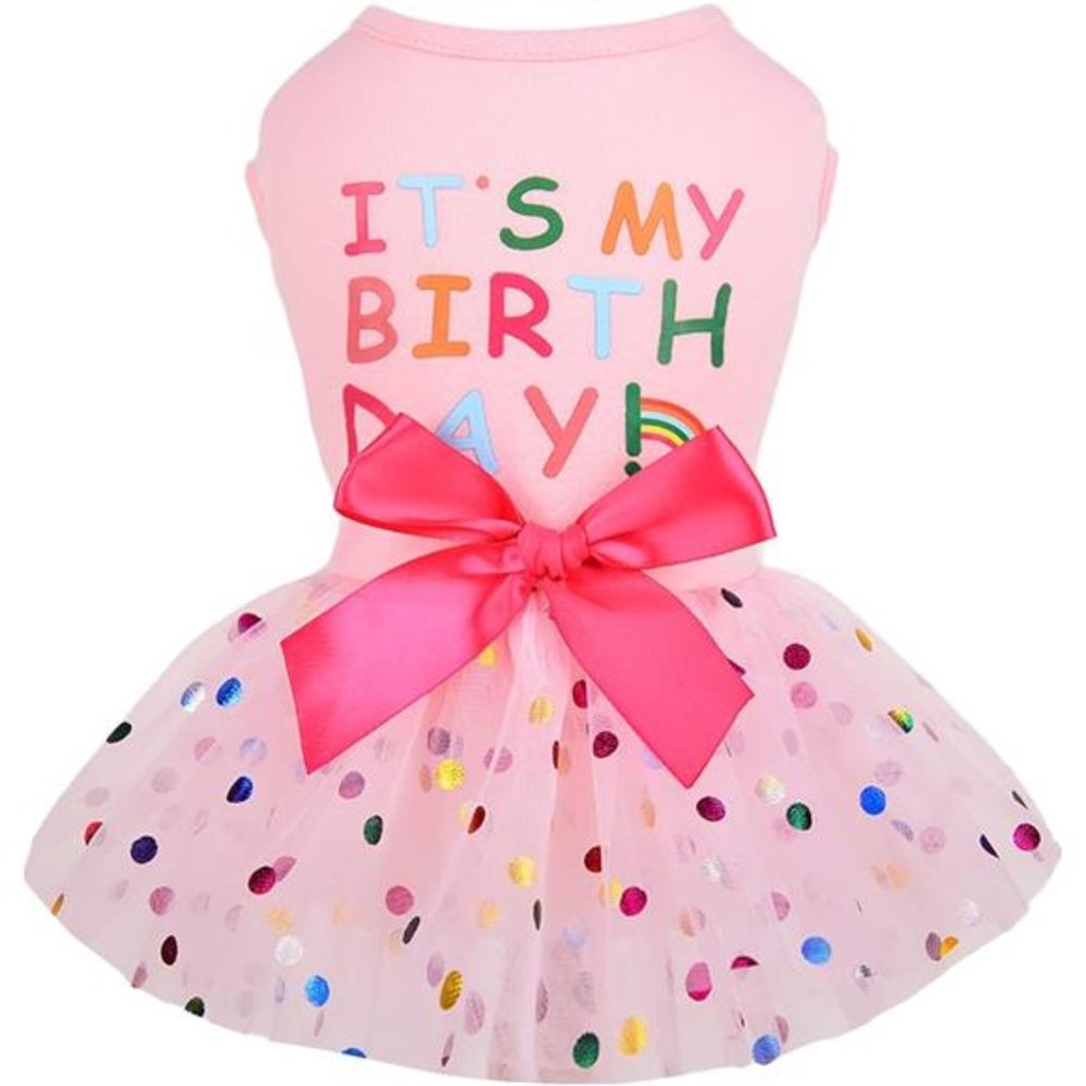 NEW - Dog Birthday Dress, Pet Outfit, Dog Clothes for Small Girl,  Pink, X-Small